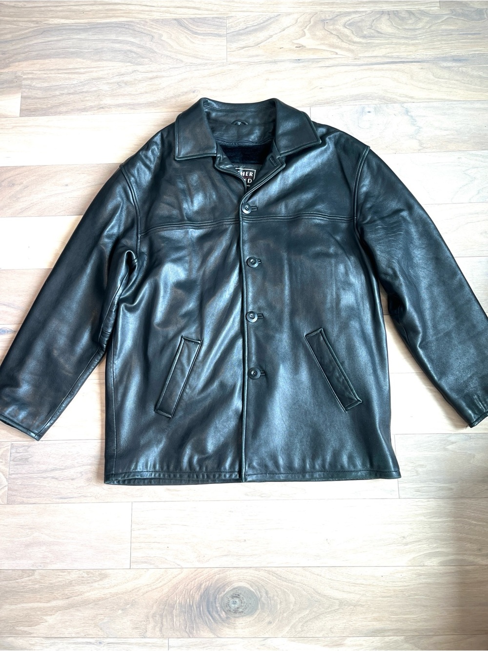 VTG Leather Limited Genuine Leather Black Jacket Size L Button Up